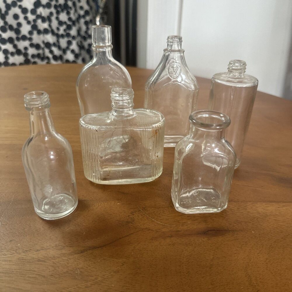 Vintage bottles glass Small Lot Of 6 Various Size and Style